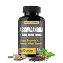 NooMost Organic Ashwagandha 400mg kapsułki w / Czarny pieprz Ekstrakt jako Vegan Ashwagandha Suplementy do środków przeciwstresowych, Natural Mood Support, Energy & Focus-60 kapsułki