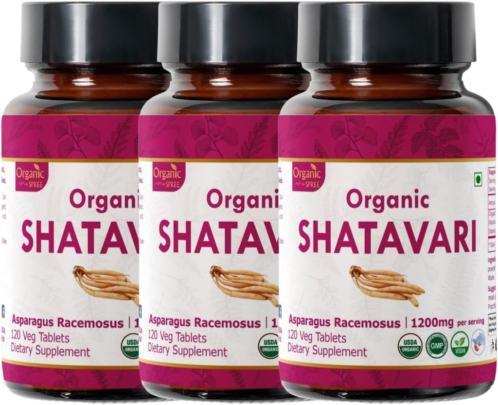 Shatavari 120 Tablety 124; Asparagus Racemosus (Shatavari) 124; USDA Organic Certified Criminated 124; Wsparcie zdrowia kobiet i układu immunologicznego 124; Suplement diety 120tab - Opakowanie 3