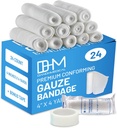 D & H Pakiet medyczny 24 bandaże gazy Roll 4 Inches x 4 Yards - Gaza medyczna do pielęgnacji ran - Łatwy w użyciu wata gaza rolki do opatrunków ręcznych