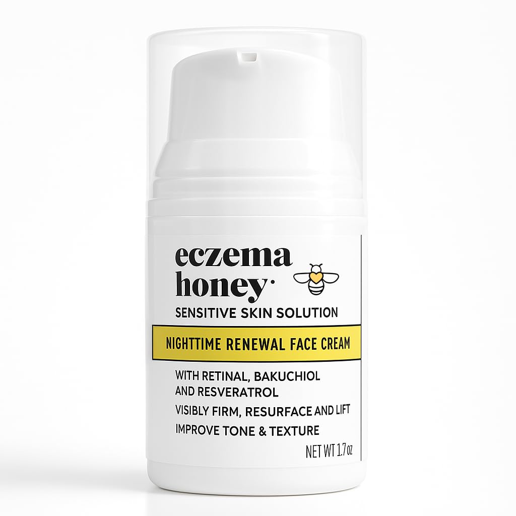 ECZEMA HONEY Skoncentrowana śmietanka nocna odnawiająca twarz - produkty przeciwstawne do pielęgnacji skóry - niezapachowy nawilżacz twarzy do wyprysku, suchej i wrażliwej skóry (1.7 Oz)