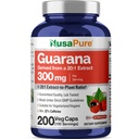 NusaPure Guarana Extract 20: 1 Extract, 300 mg Equivalent to 6000 mg per Veggie Caps 200 Count (Non- GMO, Vegan)