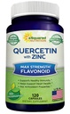 aSquared Nutrition Quercetin 1000mg z dodatkiem cynku - 120 Kapsułek - Quercetin Dihydrat z Black Elderberry & Cynk - Max Siła Proszek złożone pigułki, aby pomóc poprawić odpowiedź immunologiczną