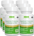 Igennus Fast Action Digestive Enzymes & Betaine HCl, 10 Broad Spectrum Enzymes with Protate, Lipase & Lactase, Papain & Bromelain, Plant- based Vegan, Clean Label, for Women and Men, 6 Pack