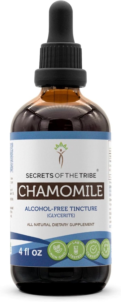 Sekrety Tribe Rumomile Alcohole Free Liquid Extract, Rumomile (Matricaria Recutita) Suszony Flower Tincture Supples (4 FL OZ)