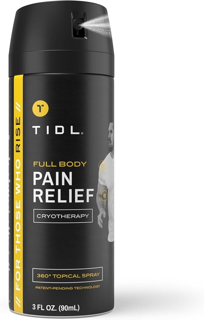TIDL Cryoterapia Ulgi w bólu Spray, 3 Oz, Ukierunkowany ból szyi, Joint & Mięśnie Ulgi w bólu, Organiczny, Plant- Based Menthol, Natychmiastowe chłodzenie dla zapalenia stawów, pleców i kolana Ból