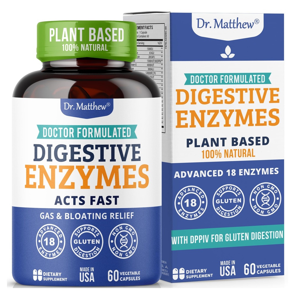 Best Digestive Enzymes for Women & Men with Lactase Lipase Amylase Bromelain. Enzymy do trawienia i zdrowia. Gaz i Bloating Relief dla kobiet i mężczyzn. Enzymy pęcherzyka żółciowego & Suplementy.