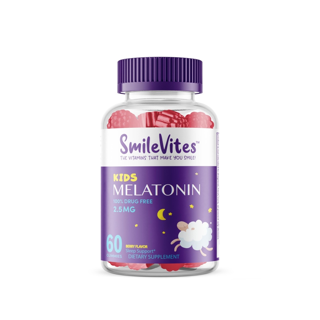 Gumiaki melatoninowe dla dzieci 2, 5 mg 124; 100% beznarkotykowa pomoc na sen 124; Non- Habit formowanie 124; Wspiera nieprzerwany sen & regularny cykl snu 124; Naturalne składniki 124; Berry Flavor 124; 60 Hrabia