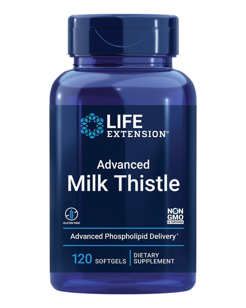 Life Extension Advanced Milk Thistle, suplement do zdrowia wątroby, Detox wątroby, Wydział Cell, sylimaryna, sylibin, biodostępny, Gluten Free, Non-GMO, 120 softgels