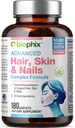 Biophix Hair Skin and Nails Complex 180 Kapsułki z 10.000 µg Biotin - Multivitamin Wspiera silne paznokcie piękne włosy zdrowe starzenie