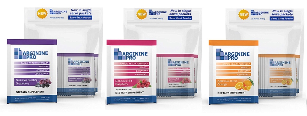 L- ARGININE PRO Suplement Proszek Biżuteria 124; 90 Pakiety pojedyncze służyć Rozmiar podróży 124; 5,500 mg L- argininy Plus 1,100mg L- cytruliny, Malina, Pomarańcza i Grape
