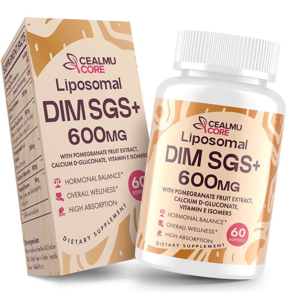 Suplement Liposomal DIM SGS - Suplement hormonowy dla kobiet i mężczyzn, Suplementy estrogenowe Zawiera Sulforaphane Glukozynolan, Witamina E, Owoce granatu - Detoks i przeciwutleniacz (1 opakowanie)