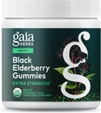Gaia Herbs Black Elderberry (Sambucus nigra) Dodatkowa siła Gummies - Pyszny suplement wsparcia immunologicznego * - Made with Certified Organic Black Elderberry for Immune System Support * - 120 Gummies
