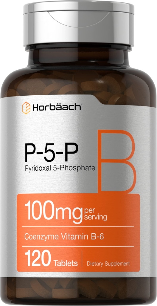 Horbäach P5P Aktywowana witamina B6 100mg 124; 120 tabletek 124; Suplement wegetariański, Non-GMO, Gluten wolny 124; Pyridoxal 5 Fosforan 124; Koenzym B6