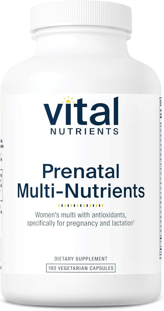 Vital Nutrigents PreNatal Multi- Nutrigents Agregat 124; Women 's Prenatal Multivitamin / Mineral Formula with Potent Antioksydants Agregates 124; Vegetarian Agregates 124; Gluten, Dairy, Soy Free Agregates 124; Non-GMO Agregat 124; 180 Kapsułki
