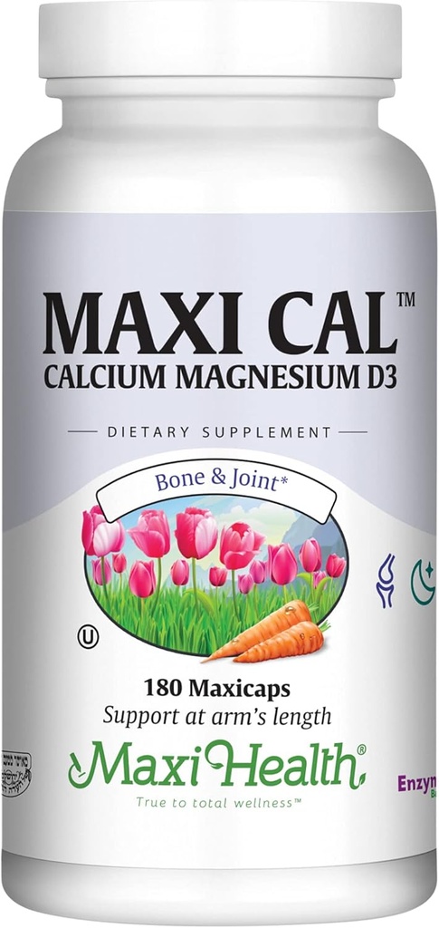 Suplement wapnia 1000 mg z witaminą D3 (1000 j. m.) i magnezem (500 mg) - kość, zęby i wspólne wsparcie dla mężczyzn i kobiet - 180 kapsułek - Maxi Cal przez Maxi Health