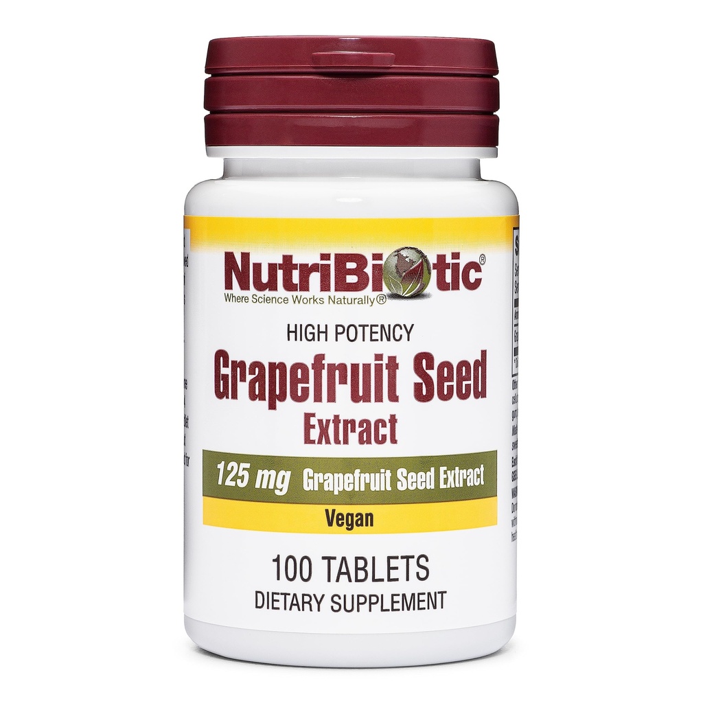 Nutric Biotic - Grapefruits Seed Extract Tablets 125mg, 100 Hrabia 124; Premium GSE z Bioflavonoids 124; Siła immunologiczna i ogólne wsparcie zdrowia 124; Łatwy do połykania 124; Wegan, Gluten Free, Non-GMO