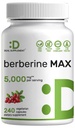 DEAL SUPLEMENT Berberine Max Suplement z kurkumą, 5000 mg Per Serving, 240 Kapsułek wegetariańskich - 97% Pure Berberine HCl - 20: 1 Ekstrakt z korzenia kurkumy - Wegetariański Przyjazny, Nie-GMO