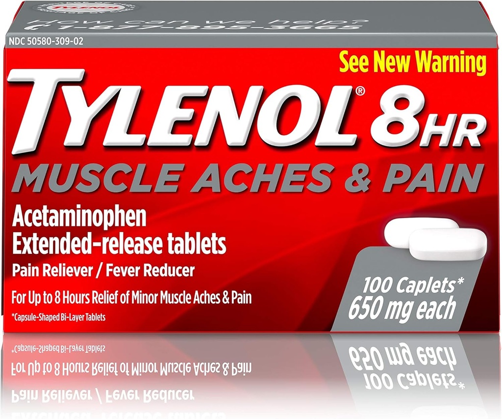 Tylenol 8 godzin Aches & Pain Acetaminofen tabletki na ból mięśni i stawów, 100