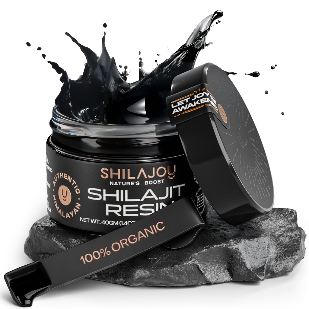 Organiczny Shilajit Resin dla mężczyzn i kobiet - Czysty Himalajski Gold Grade z > 75% Kwas Fulvic i 85 + Minerały śladowe, U.S. Lab Tested, Energy Boost & Immune Support (40gm - 80 Służenie)