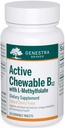 Genestra Brands Active Chewable B12 z L- Methylfolate XI124; Witamina B12 do żucia i suplement foliowy XI124; 60 Tabletki do żucia XI124; Natural Cherry Flavor