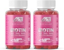 MB Jedna Biotin Gummies- Wysoka wydajność - Zdrowe włosy, Skóra i paznokcie Wzmocnienie, Witamina B7, (10000 Mcg) Non-GMO, Pectin Plant Based, dla dzieci i dorosłych, Truskawka Naturalny Flavor 2 Pack