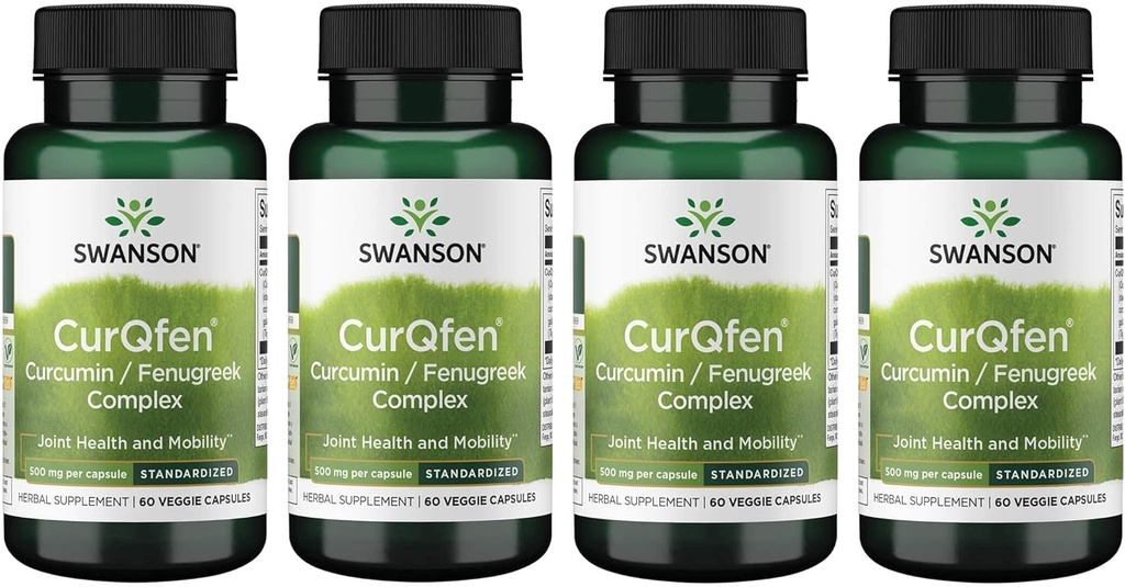 Swanson Controlled Release Curqfen Curcumin / Fenugreek Complex 60 Veg kapsułki (4 opakowania)