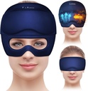 Migrena Relief Cap z maską żelową do oczu, ból głowy Relief Cap Ice Head Zawinąć Hot and Cold Therapy Hat, Migrena Cap Gel Cap dla bólu głowy Puffy Eyes Sinus and Tension Stress Relief (Niebieski)