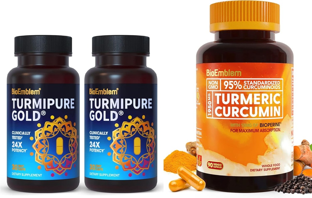 BioEmblem Kurkumina TurmiPure Kurkumina z Klinicznie Studiowane TurmiPure Kurkumina Suplement z BioPerine