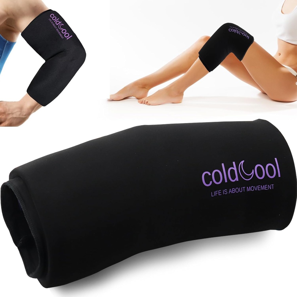 Coldcool Knee Ice Pack Wrap dla urazów, wielokrotnego użytku żel zimny Packs Brace 360 ° Sleeve kompression for Elbow, Ankle & Calf - Elastyczne zimno Wrap Recovery for Meniscus, ACL, MCL Pain Relief.