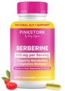 Pink Stork Berberine 500mg - Natural 's GLP-1 Supplement - Daily AMPK Metabolic Activator - 500- 1000 mg Metabolic + Gut Health for Women