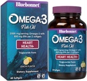 Bluebonnet Nutrition Omega-3 Heart Formula Natural Wild Caught Trigliceryde Form DHA 600 mg EPA 800 mg - Wysoko skoncentrowane heart heart health support supplement - Glaten- Free - 60 Softgel