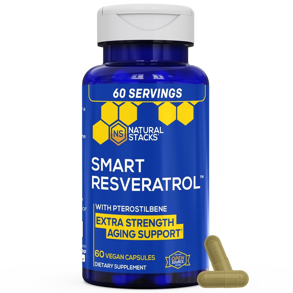 Resveratrol Supplement - 250mg Trans- Resveratrol & 10mg Trans- Pterostilbene - Suplement przeciwutleniaczy z 200mg Red Wine Extract - Extra Siła Wsparcie starzenia - 60 Japanese Knotweed kapsułki