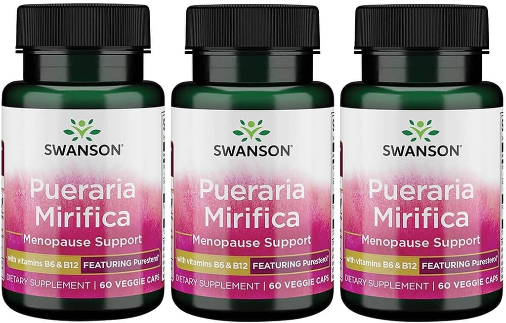 Swanson Pueraria Mirifica z B6 '&' B12 - Puresterol 60 Veg Caps 3 Pack