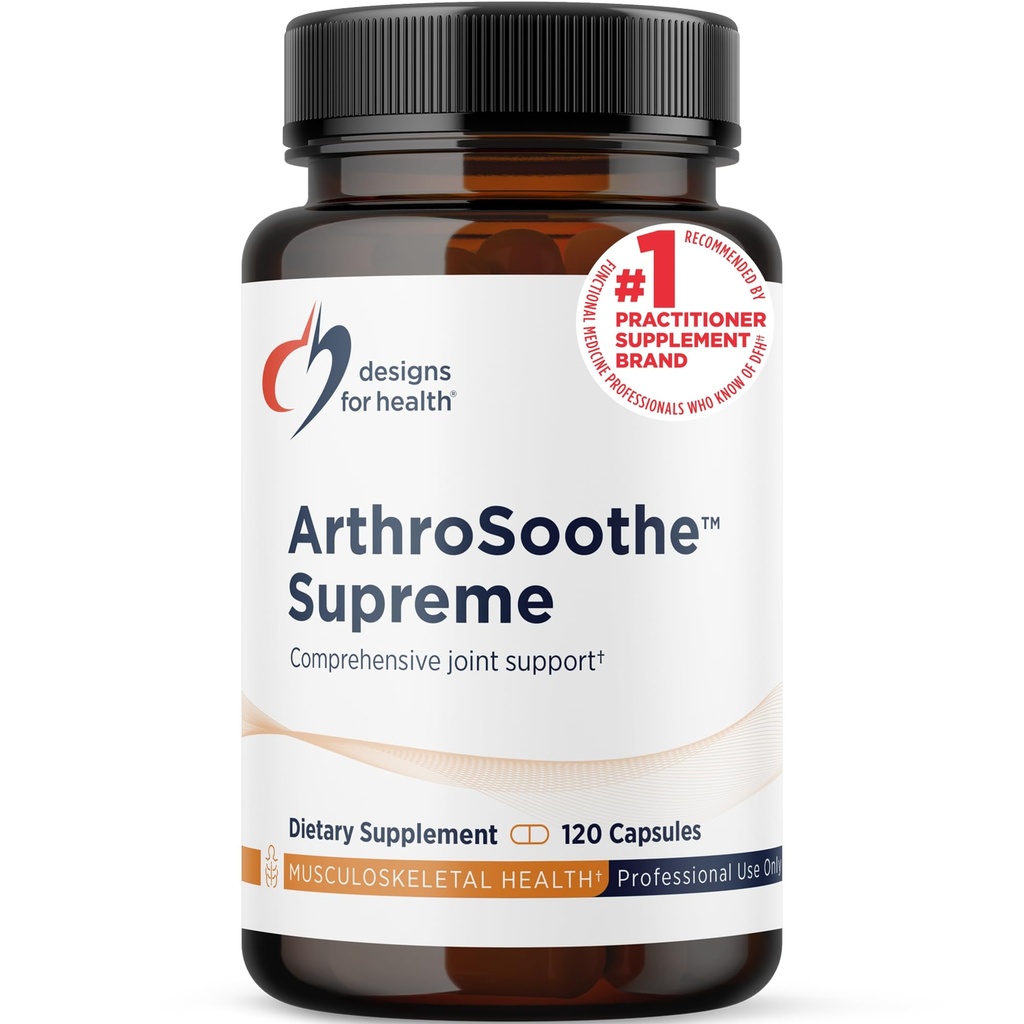 Designs for Health ArtroSoothe Supreme - Joint Support Supplement for Adult with Glucozamine Sulfate, Quercetin, Green Lipped Mussel, MSM, Chinese Skullcap + More - Non-GMO (120 kapsułki)