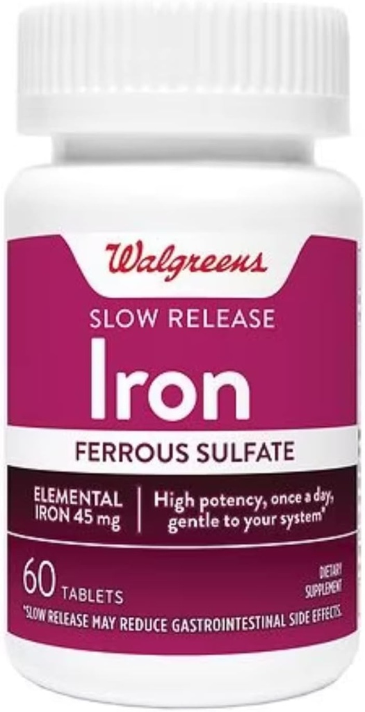 Żelazo Slow Release Siarczan żelaza 45 mg, tabletki, 60 ea