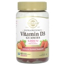 Solgar Witamina D3 Gumiaki dla dorosłych 5,000 IU Ultra Potency Witamina immunologiczna System wsparcia dla kobiet i mężczyzn - Smaczne truskawki Flavor, Gluten & Żelatyna Free Gummy, 2 Supply Month, 60 Służenie, 2 g cukru