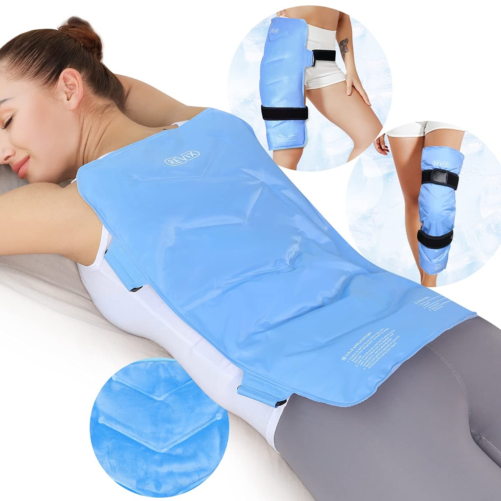 REVIX XXL Pack Full Back Ice Pack Wrap, wielokrotnego użytku żel zimny kompres do górnego i dolnego pleców, długotrwały elastyczny Ice Pack for Muscle Fatigue, Bolesność i Post- Workout Recovery
