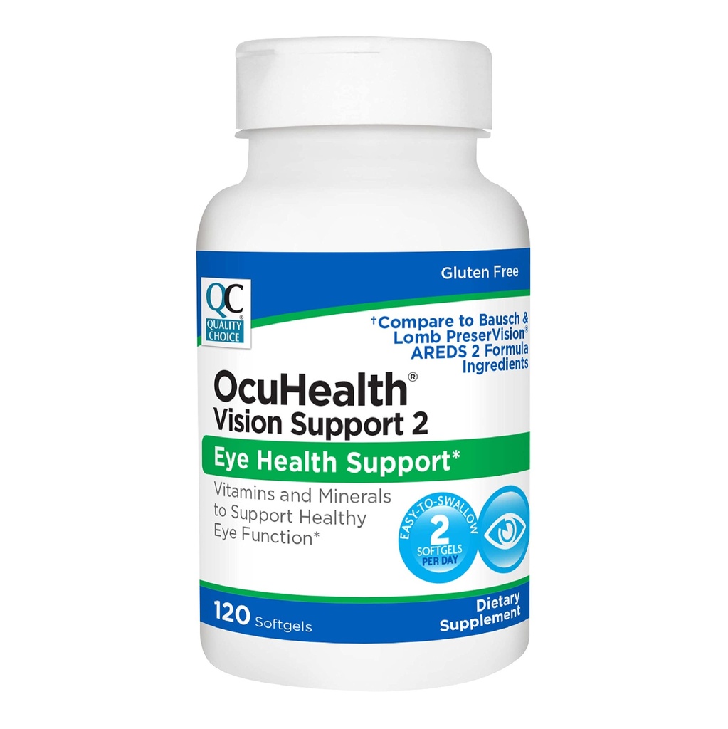 Wybór jakości Ocuhealth, Eye Health Vision Support 2 Witamina & Suplement mineralny Softgels, 120 Butelki Count