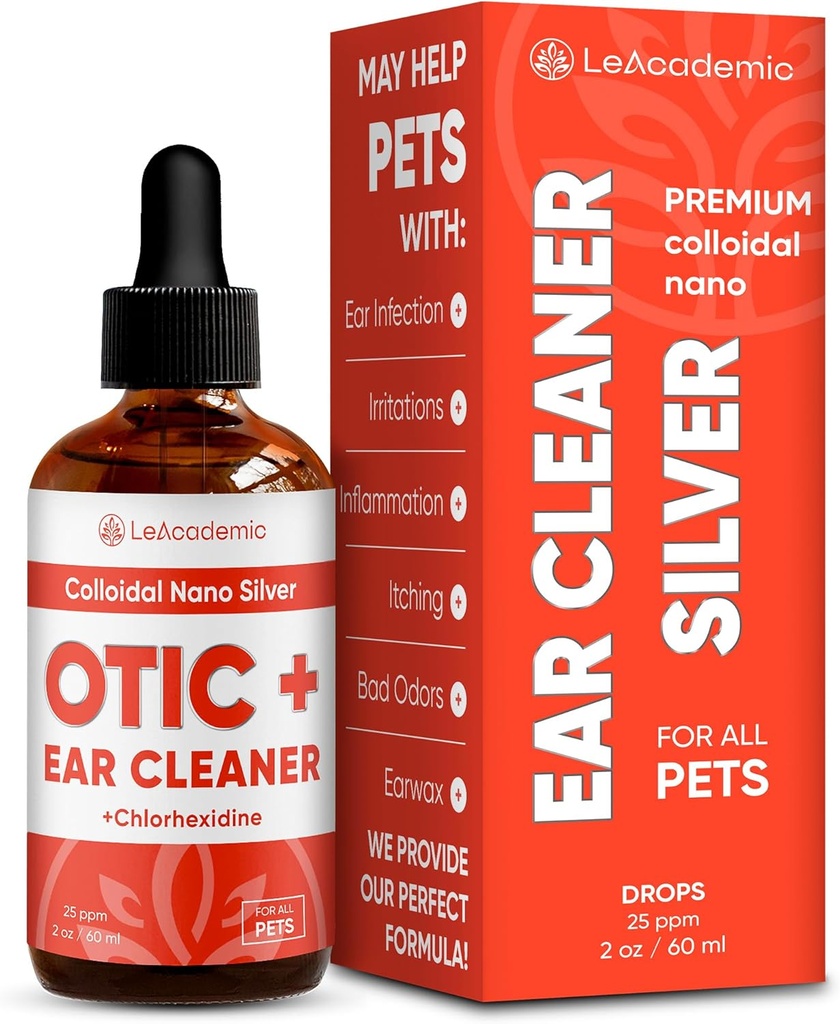 Dog Ear Cleaner OTIC + Rozwiązanie 124; Leczenie zakażenia ucha psa 124; Silver Cleaner & Chlorhexidine Wash for Cat in Drops