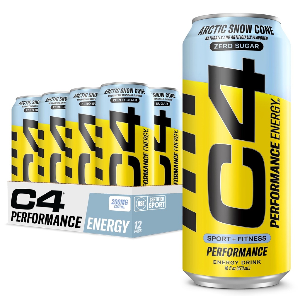 Celucor C4 Węglowodany zero energii cukru przed treningiem napój + Beta Alanina, (NOWOŚĆ) musujące Arctic Snow Cone, 16 Fl Oz, Opakowanie po 12