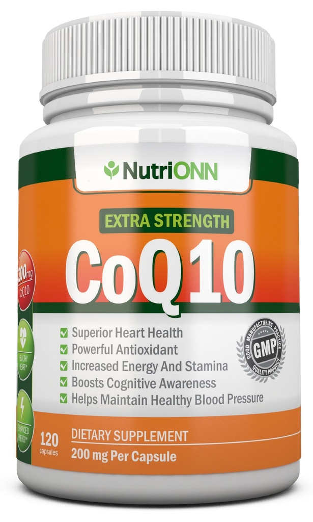 CoQ10 200mg (podwójna moc), 120 kapsułek - Koenzym o wysokiej absorpcji Q10 - Naukowo Proven Extra Siła CoQ10 Ubichinon - 4 Miesiące Dostawy