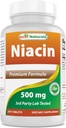 Najlepsi Naturals Niacin 500mg 250 Tabletki z zaczerwienieniem - również nazywane Witamina B3 (250 Liczba (Opakowanie po 1))