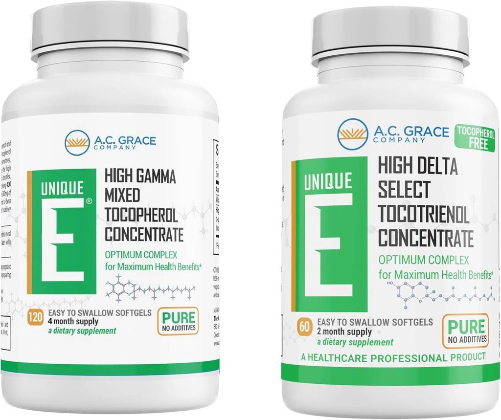 UNIQUE E A.C. Firma Grace Mieszane Tocopherols Koncentrat Softgel 120 Hrabia i Tocotrienols Tocopherol- Free Softgels 60 Hrabia