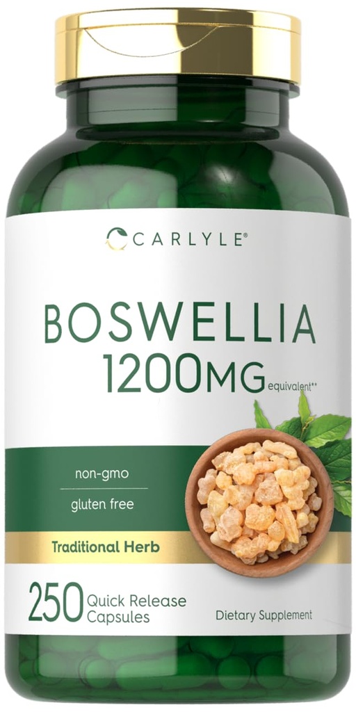 Carlyle Boswellia Extract Kapsułki 124; 250 Hrabia 124; Boswellia Serrata Complex z ekstraktem Black Pepper Extract 124; Non- GMO, Gluten Free Supplement