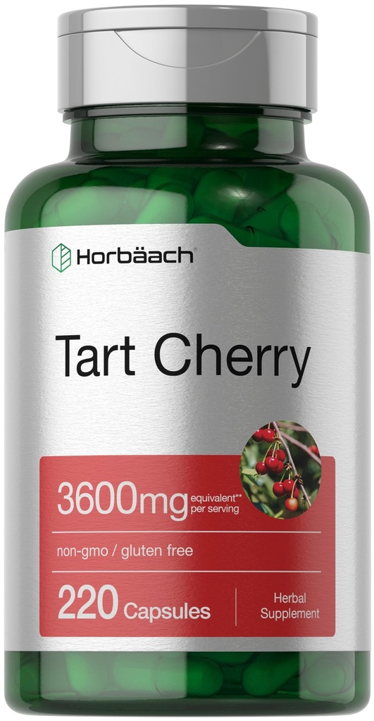 Horbäach Tart Cherry Extract Kapsułki 124; 3600mg 124; 220 tabletek 124; Non-GMO, Gluten Free 124; Tradycyjny suplement ziołowy