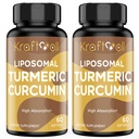 Kurkumina Turmerowa Liposomalna 2200 mg z czarnym pieprzem do zwiększenia wchłaniania i wsparcia wspólnego, 60 softgeli (2 butelki)