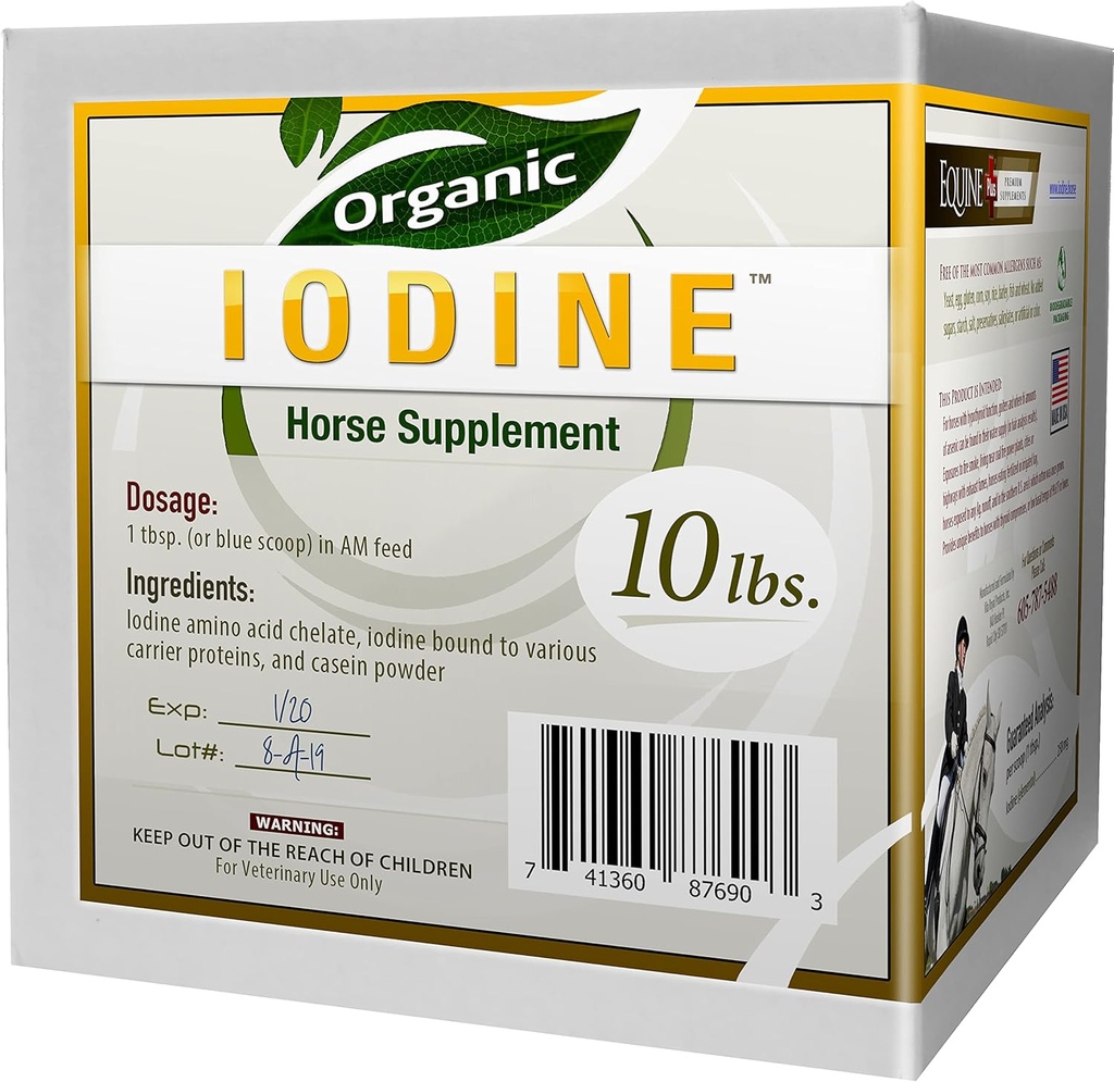 Organiczny jod 10 funtów. - Suplement odżywczy dla koni, Zwierzęta - w / 18 Amino Kwasy
