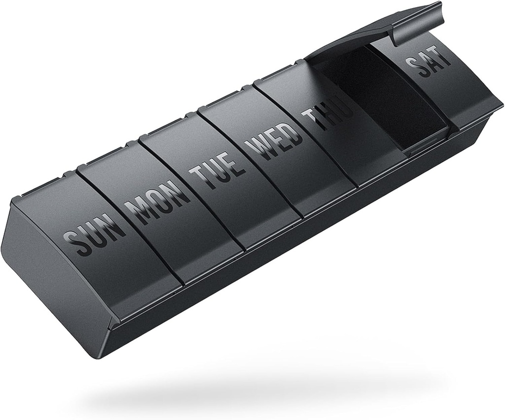 Barhon Pill Organizator Duży, Cotygodniowe leki Pill Organizatory, 7 Day Pill Case Travel dla dużych suplementów witaminy Olej rybny, Czarny