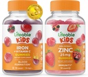 Żywe żelazo i witamina C Dzieci + Cynk 50mg, Gummies Bundle - Great Desting, Suplement witaminy, Gluten Free, GMO Free, Gummy do żucia