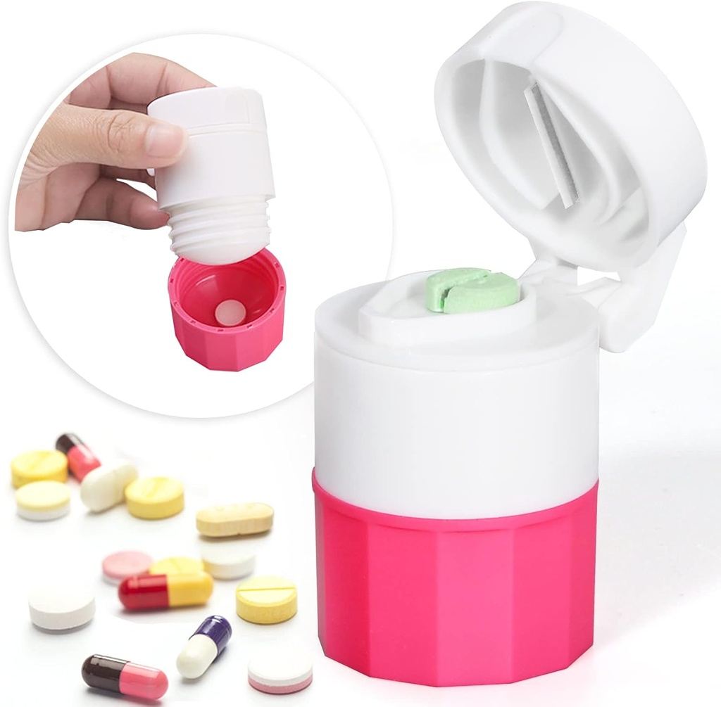 Wielofunkcyjny lek kruszarka i szlifierka do małych tabletów, proszek drobny, Pill Cuter podróży z cup i przechowywania